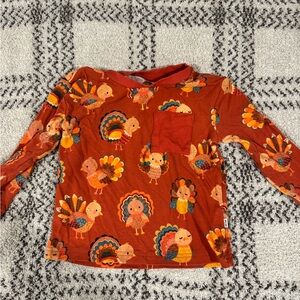 Little Sleepies Festive Turkey Long Sleeve Tee - Rust and Multicolor